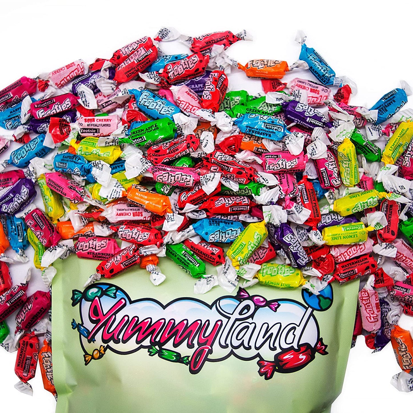 Yummyland Taffy Candy 1 LB - Mix of 10 Assorted Flavors Fruit Chews Candy, Individually Wrapped Bulk Bag | Gluten-Free