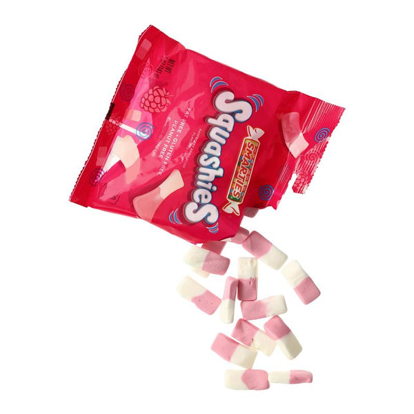 Smarties Squashies Candies - Raspberry and Cream Flavored Marshmallow Soft Foam Gummies - Pack of 3.
