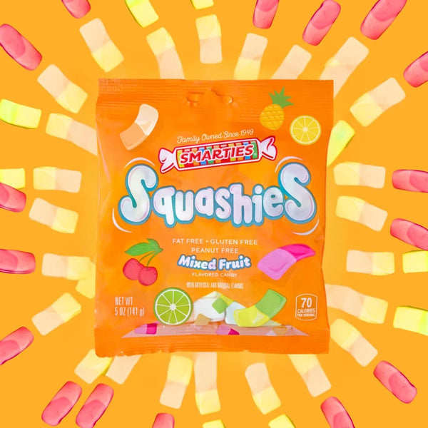 Smarties Squashies (Pack Of 3) Mixed Fruit Foam Marshmallows Gummies Candy Gluten Free Gummy Candy Bulk Peanut Free Perfect for Birthday & Holiday Party Favors