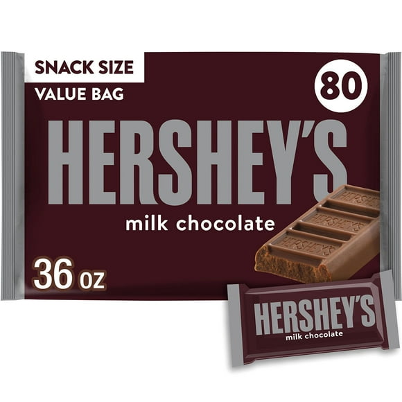 HERSHEY'S Milk Chocolate Bars, Snack Size, 80 pcs.