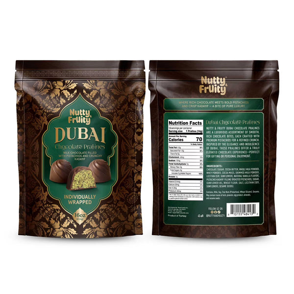 Nutty & Fruity Dubai Chocolate Pralines, 16 oz. YUMMYLAND