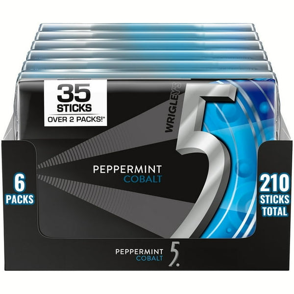 Wrigley's 5 Peppermint Cobalt Gum, 35 pcs., 6 pk.