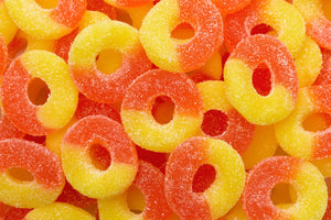 Gummi Peach Rings Gummi Peach Rings Candy – Soft & Chewy Peach Flavored Gummies, Sweet Fruity Candy Rings
