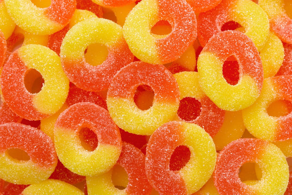 Gummi Peach Rings Gummi Peach Rings Candy – Soft & Chewy Peach Flavored Gummies, Sweet Fruity Candy Rings
