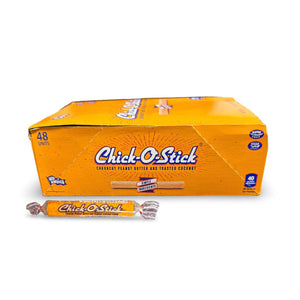 Chick-O-Stick Peanut Butter Coconut Dessert Candy, 48-Count Box (0.36 Oz Each) – Crunchy Peanut Butter Candy Sticks, Coconut Flavored Retro Candy, Individually Wrapped Treats