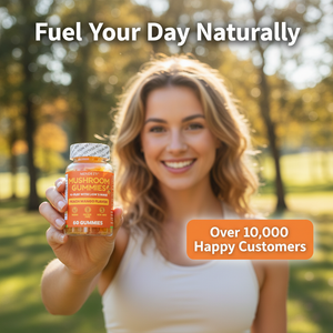 Mindezy Mushroom Gummies 10-Plex with Lion's Mane, Raspberry Flavor | 60 Vegan Gummies YUMMYLAND