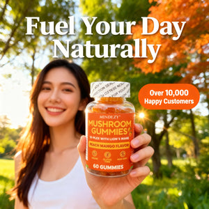 Mindezy Mushroom Gummies 10-Plex with Lion's Mane, Raspberry Flavor | 60 Vegan Gummies YUMMYLAND