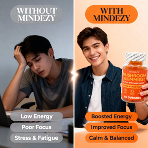 Mindezy Mushroom Gummies 10-Plex with Lion's Mane, Raspberry Flavor | 60 Vegan Gummies YUMMYLAND
