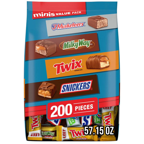 Mars Minis Chocolate Candy Bars Variety Pack, 200 ct. Mars