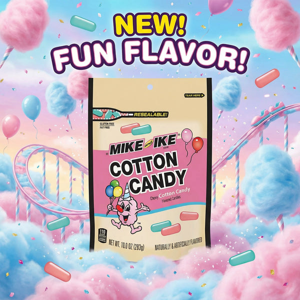 Mike and Ike Cotton Candy Limited Edition Chewy Candy – 10 oz Resealable Bag