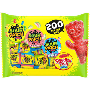SOUR PATCH KIDS and SWEDISH FISH Candy, Fun Size, 200 pk. Sour Patch Kids