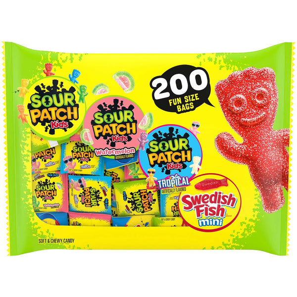 SOUR PATCH KIDS and SWEDISH FISH Candy, Fun Size, 200 pk. Sour Patch Kids