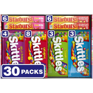 Starburst & Skittles Chewy Candy, Variety Box, Full Size, 30 pk. Mars