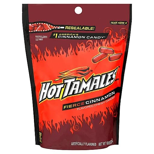 Hot Tamales Cinnamon Chewy Candy – 1 Pack (10 oz ) Spicy Red Cinnamon Candy Bulk Bag