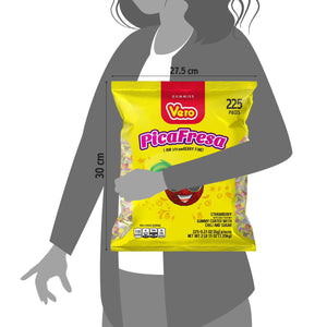 PicaFresa, Strawberry Gummy Coated With Chili and Sugar, 225 pcs. YUMMYLAND