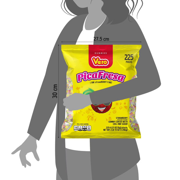 PicaFresa, Strawberry Gummy Coated With Chili and Sugar, 225 pcs. YUMMYLAND