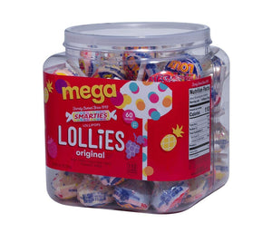 Smarties Mega Double Lollies Mega Double Lollies 60 Count, 64 Oz – Individually Wrapped Assorted Fruit Flavored Lollipops, Bulk Candy for Parties, Classrooms, Offices & Events