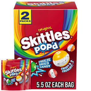 Skittles Pop'd Originals Freeze Dried, Resealable Candy, 5.5 oz, 2 pk. Mars