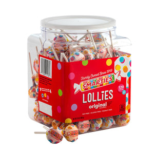 Smarties Double Lollies Double Lollies 120 Count, 34 Oz Jar – Individually Wrapped Assorted Fruit Flavored Lollipops, Bulk Candy for Parties, Classrooms, Offices & Candy Buffets