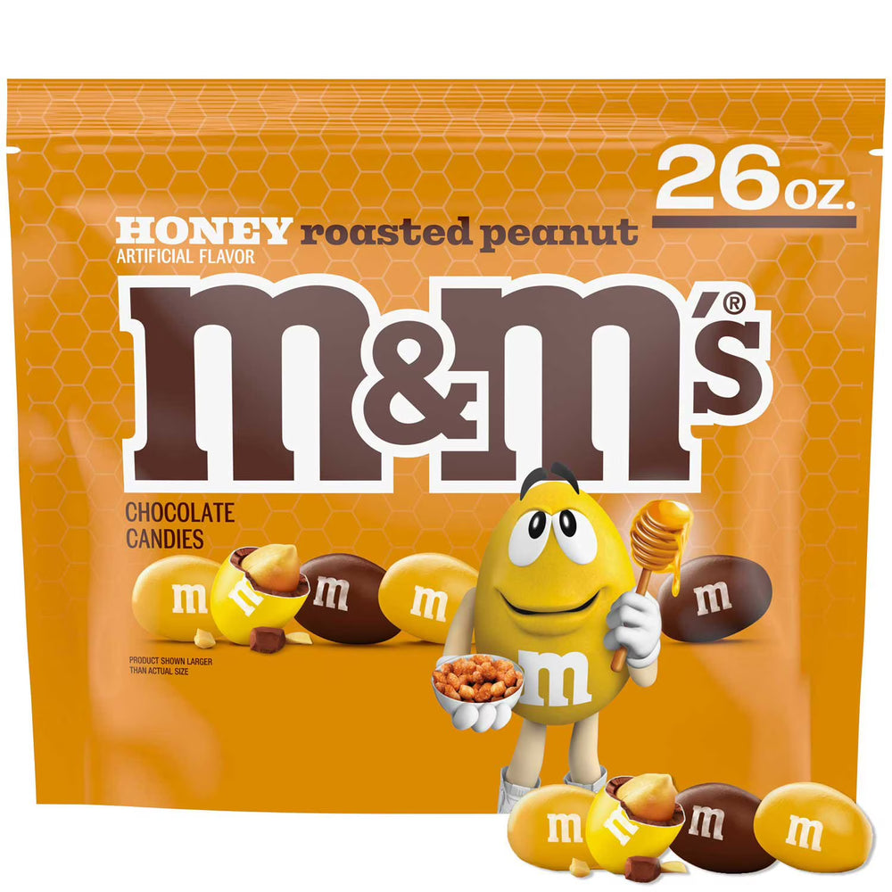 M&M'S Honey Roasted Peanut Milk Chocolate Candy, Resealable Pack, 26 oz. Mars
