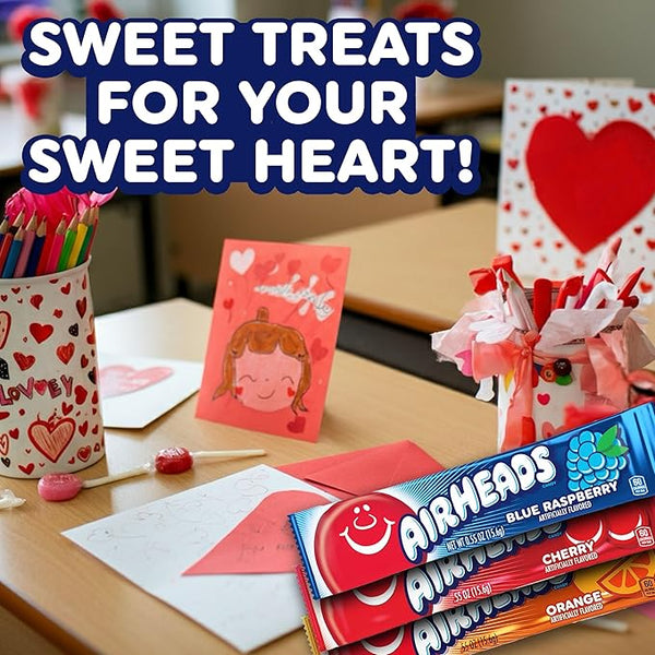 Airheads Chewy Candy Bars, Assorted Flavors, Nut Free, Regular Size, 33 oz, 60 Count Box