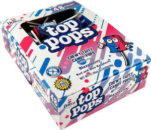 Taffy Pops Blazpberry Flavor Lollipops Candy, 48-Pack – Chewy Taffy Filled Lollipops, Sweet & Fruity Candy for Parties, Treat Bags & Sharing
