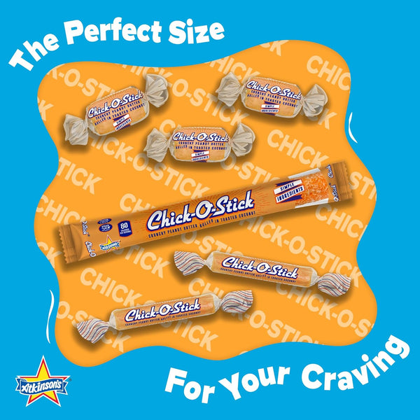 Chick O Stick 0.7 oz Candy Sticks – 36 Count Box – Old-Fashioned Peanut Butter Coconut Crunch Candy – Retro Bulk Candy for Sharing, Gift Baskets & Office Snacks