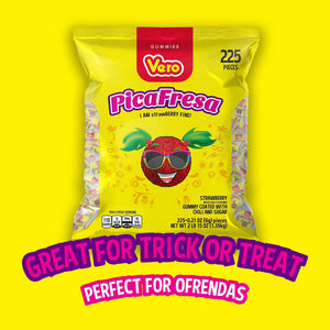 PicaFresa, Strawberry Gummy Coated With Chili and Sugar, 225 pcs. YUMMYLAND