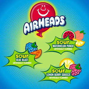 Airheads SOUR Bars Variety Bulk Box, Assorted Flavors, Individually Wrapped Full Size, 60 Count