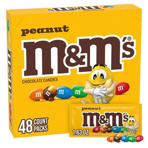 M&M'S Peanut Milk Chocolate Candy, Singles Size, 1.74 oz., 48 pk.