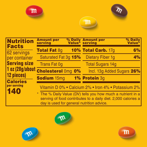 M&M'S Peanut Milk Chocolate Candy, 62 oz. Mars