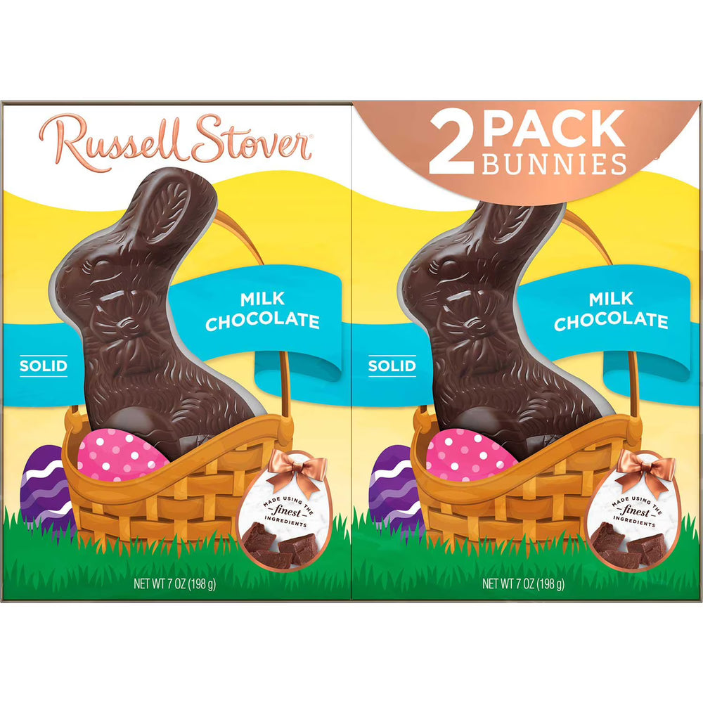 Russell Stover Easter Bunny Solid Milk Chocolate Candy Rabbits, 2 pk. YUMMYLAND