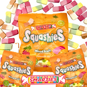 Smarties Squashies (Pack Of 3) Mixed Fruit Foam Marshmallows Gummies Candy Gluten Free Gummy Candy Bulk Peanut Free Perfect for Birthday & Holiday Party Favors