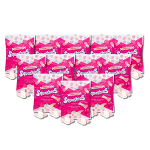 Smarties Squashies Candies - Raspberry and Cream Flavored Marshmallow Soft Foam Gummies - Pack of 12.