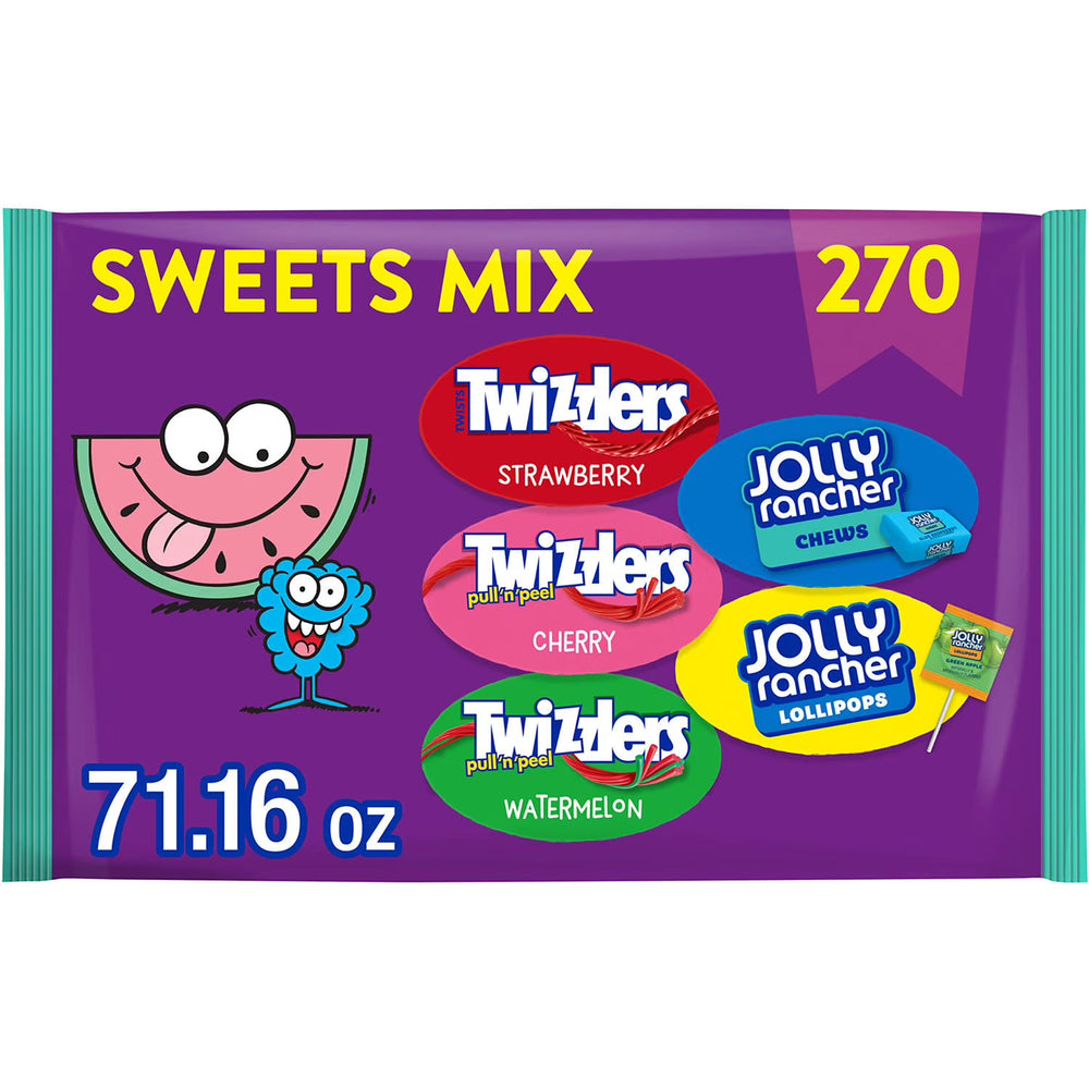 JOLLY RANCHER & TWIZZLERS Fruit Flavored Candy, Variety Pack, Fun Size, 270 pcs. Jolly Rancher