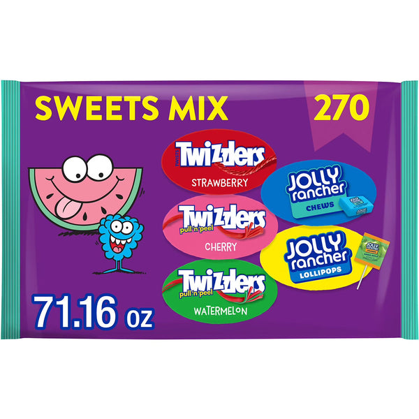 JOLLY RANCHER & TWIZZLERS Fruit Flavored Candy, Variety Pack, Fun Size, 270 pcs. Jolly Rancher