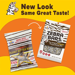 Atkinson's Zebra Bars Peanut Butter Zebra Bars, 36 Count Box – Crispy Peanut Butter Candy Bars, Individually Wrapped Retro Candy Treats, 0.7 Oz Bars
