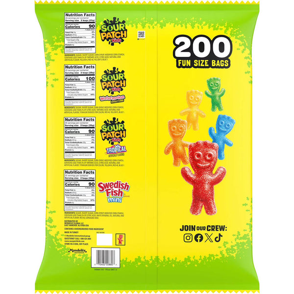 SOUR PATCH KIDS and SWEDISH FISH Candy, Fun Size, 200 pk. Sour Patch Kids