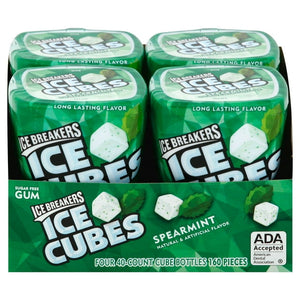 ICE BREAKERS Ice Cubes Spearmint Sugar Free Chewing Gum, 40 pcs., 4 pk.