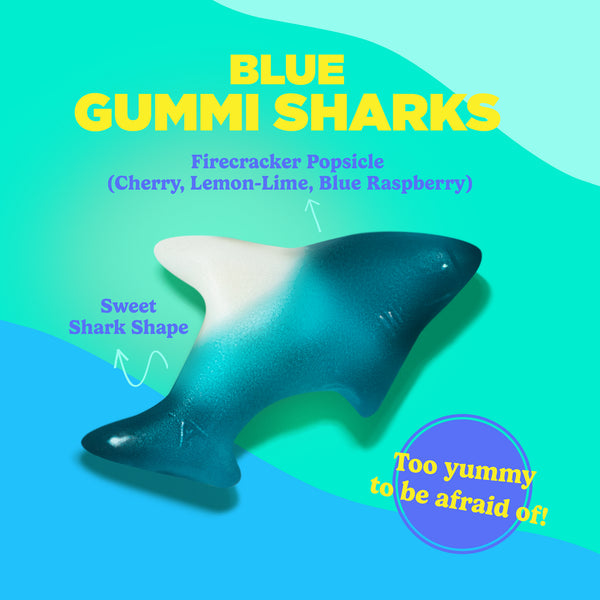 Blue Raspberry Shark Gummies Bulk Bag – Soft Fruity Candy Treats