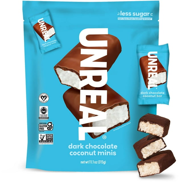 UnReal Dark Chocolate Coconut Bars, Mini, 11.1 oz.