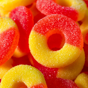 Gummi Peach Rings Gummi Peach Rings Candy – Soft & Chewy Peach Flavored Gummies, Sweet Fruity Candy Rings