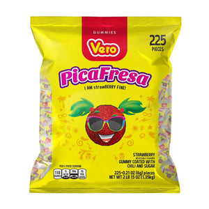 PicaFresa, Strawberry Gummy Coated With Chili and Sugar, 225 pcs. YUMMYLAND