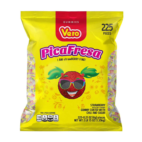 PicaFresa, Strawberry Gummy Coated With Chili and Sugar, 225 pcs. YUMMYLAND