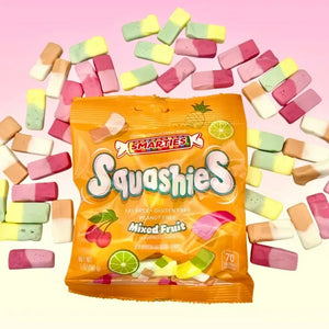 Smarties Squashies (Pack Of 3) Mixed Fruit Foam Marshmallows Gummies Candy Gluten Free Gummy Candy Bulk Peanut Free Perfect for Birthday & Holiday Party Favors