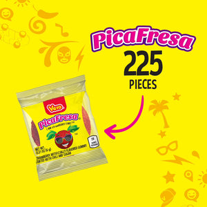 PicaFresa, Strawberry Gummy Coated With Chili and Sugar, 225 pcs. YUMMYLAND