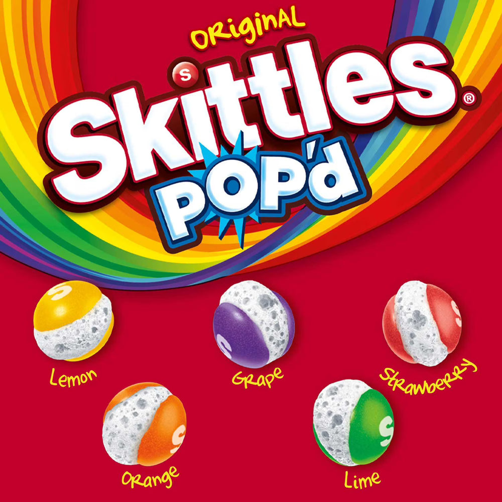 Skittles Pop'd Originals Freeze Dried, Resealable Candy, 5.5 oz, 2 pk. Mars