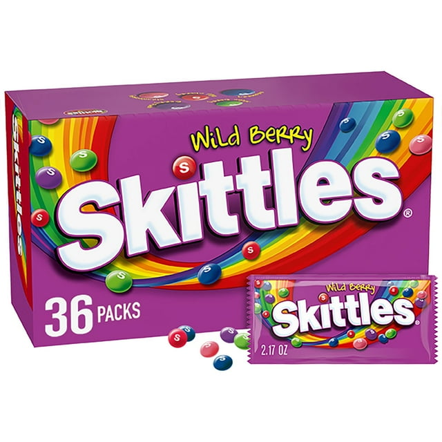 Skittles Wild Berry Fruity Chewy Candy Full Size Bulk Pack 2.17 oz., 36 ct.