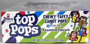 Top Pops Taffy Pops, 48-Pack – 4 Delicious Assorted Fruit Flavor Lollipops Candy