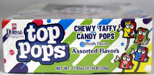 Top Pops Taffy Pops, 48-Pack – 4 Delicious Assorted Fruit Flavor Lollipops Candy